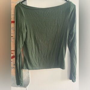 wild fable Olive Green Ribbed Long Sleeve Crewneck